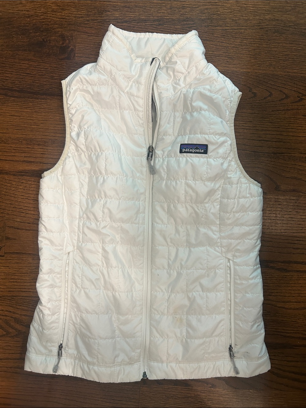 Patagonia White Quilted Puffer Vest with High Collar